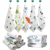 Caiery 10 Piezas Toalla Facial Infantil-Toalla De Gasa Bebe Toallas De Muselina Facial Infantil Algodón Dibujos Animados…